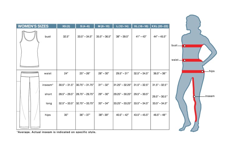 Bảng size quần áo Fila dành cho nữ