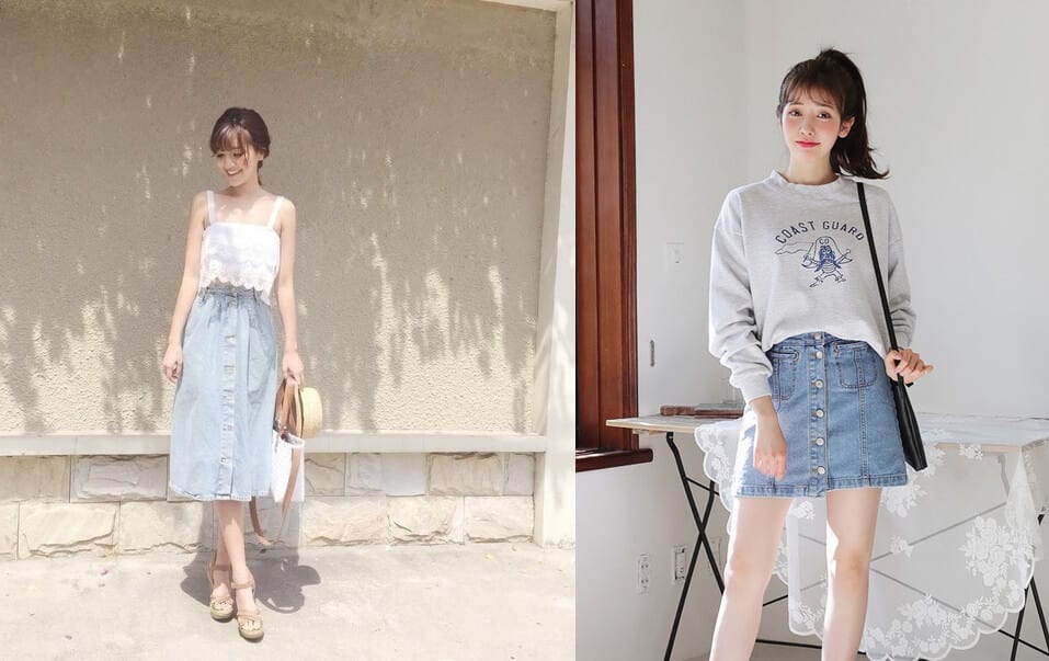 Chân váy dài Midi Jean Kyubi lưng cao dáng chữ A Nhiều Mẫu  Váy Bò dài  Cạp cao Ulzzang Ky ubi CVJ03  Lazadavn