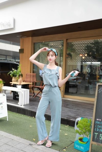 Set jump xanh cổ vuông hai dây