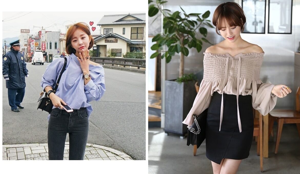 Mặc áo sơ mi trễ vai hàn quốc xinh lung linh nơi công sở