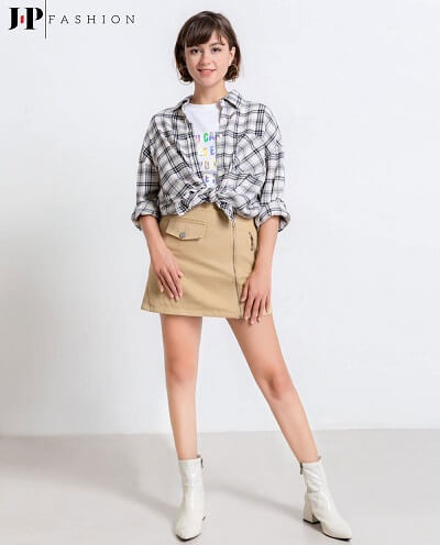 Layer lạ mắt cho chiếc áo sơ mi caro khoác ngoài